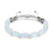 Rainbow White | Silver | Mermaid Glass Pebble Macrame Bracelet