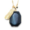 Midnight Sun Black Pietersite Stone and Gold Feather Necklace