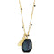 Midnight Sun Black Pietersite Stone and Gold Feather Necklace
