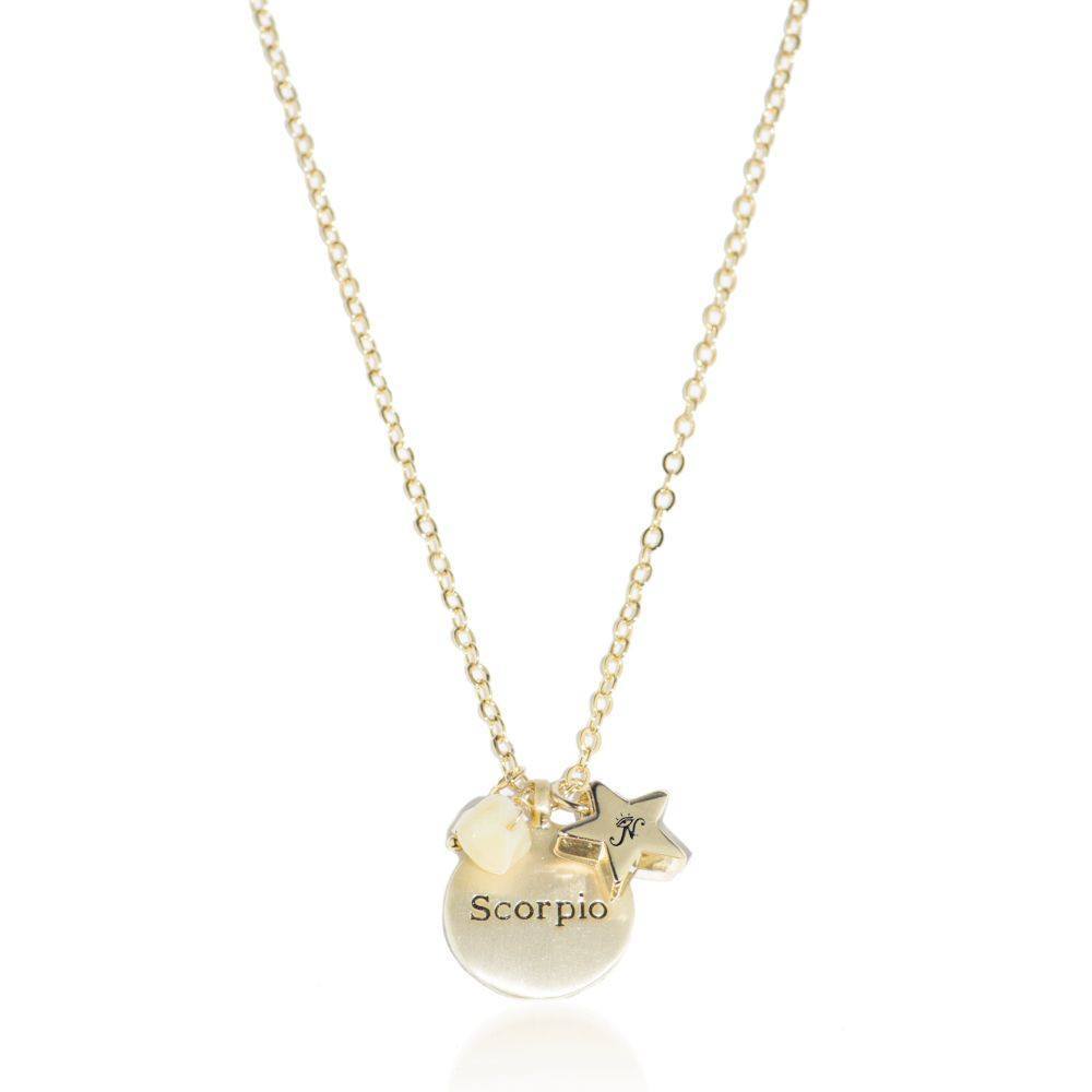Scorpio gold zodiac crystal heliodor birthstone necklace