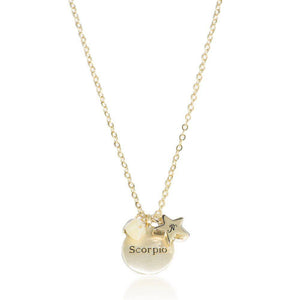 Scorpio gold zodiac crystal heliodor birthstone necklace