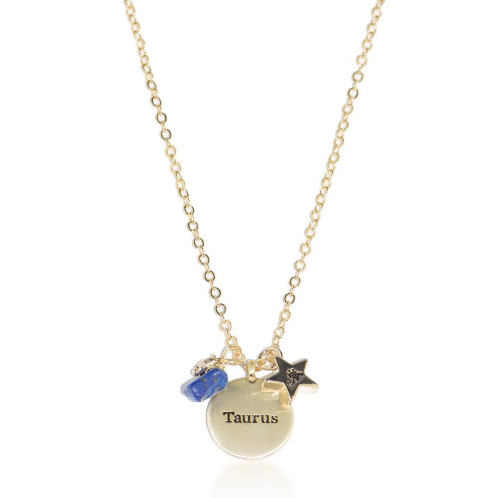 Taurus gold zodiac crystal sapphire birthstone necklace