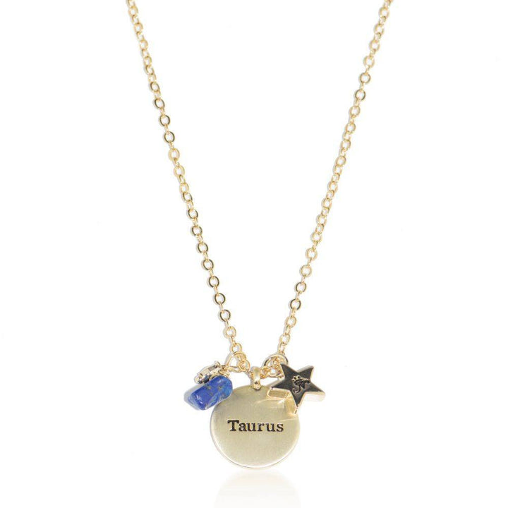 Taurus gold zodiac crystal sapphire birthstone necklace